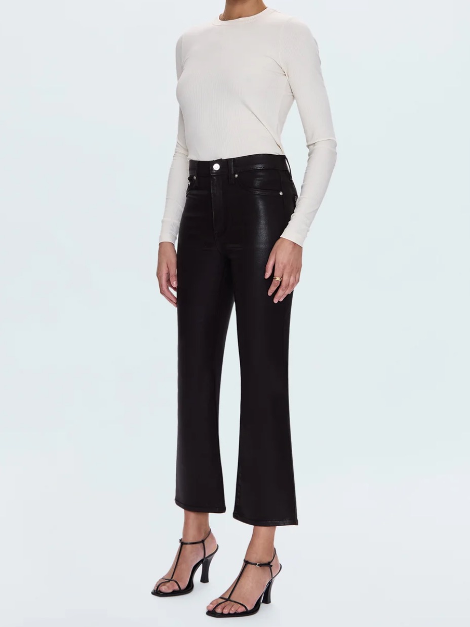 Pistola Denim Lennon High Rise Crop Boot Jeans In Coated Mocha Brown 29 Nwt $198